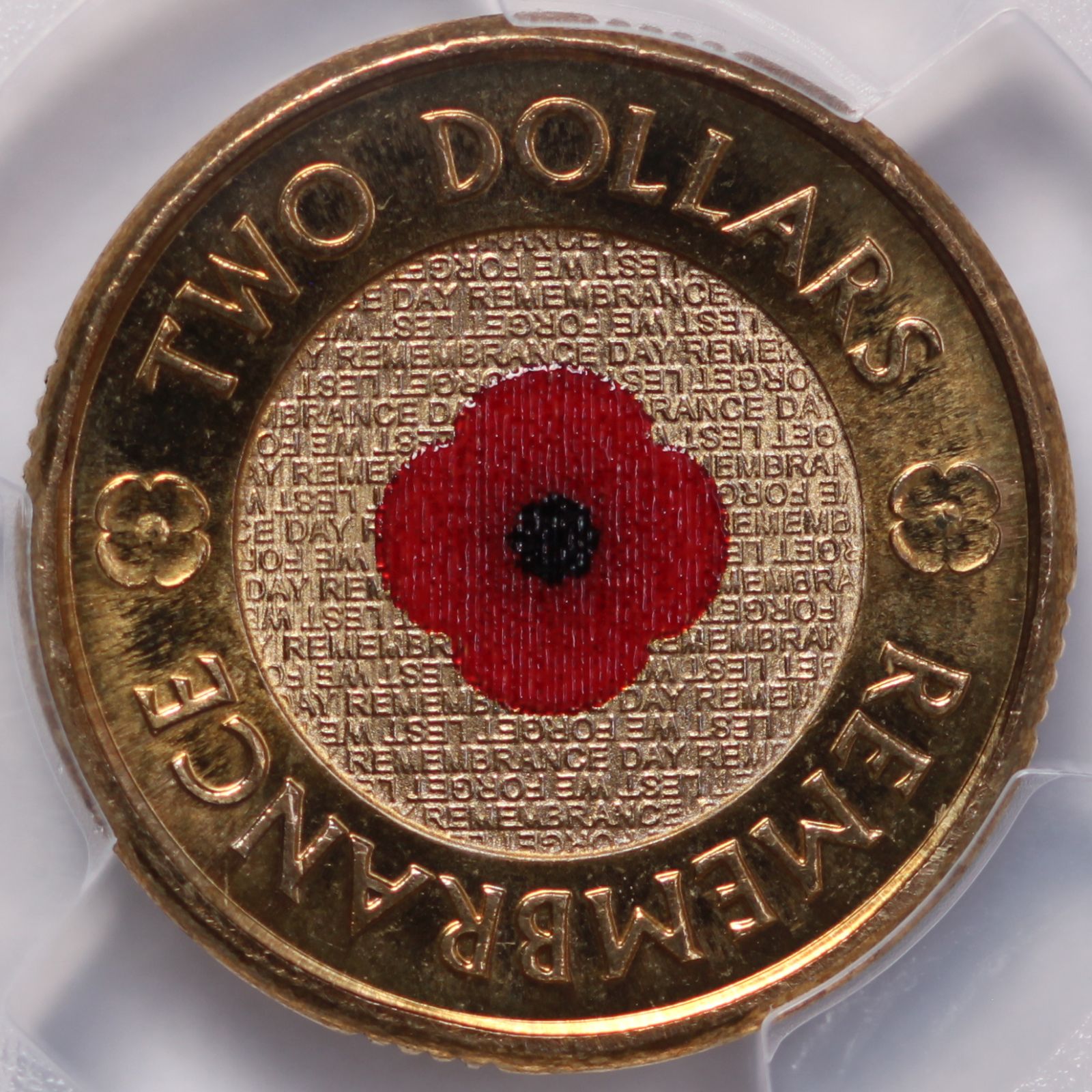 Pcgs Graded Ms Australia Remembrance Day Coloured Coin Red