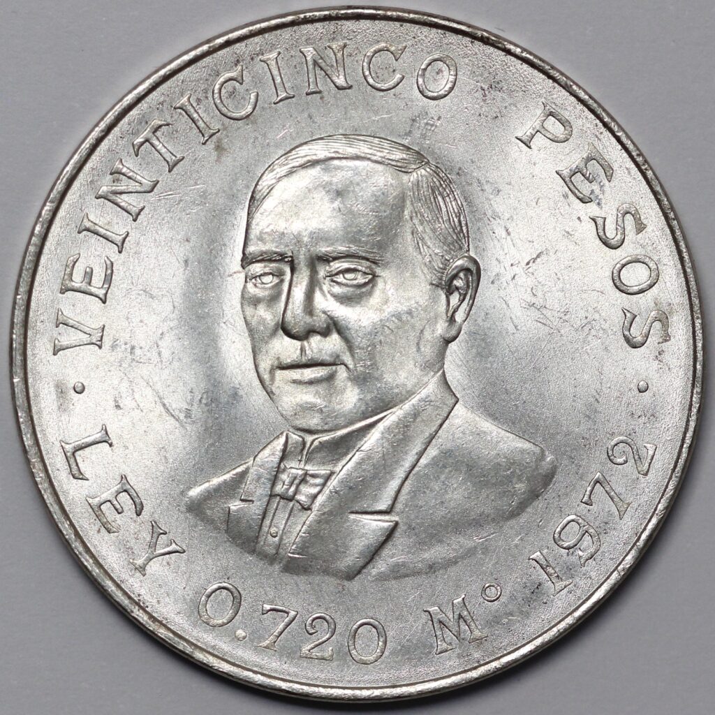 Mexico 1972 25 Pesos Benito Pablo Juárez García KM 480 World Silver