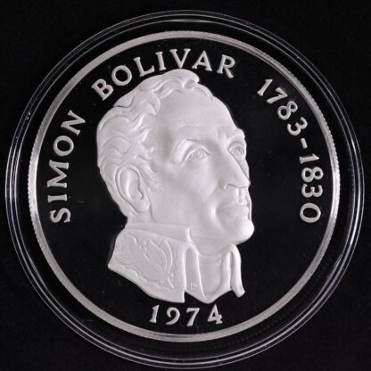 Panama 1974 20 Balboas Silver Proof Coin - Simón Bolívar