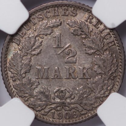 NGC Graded MS62 Germany-Empire 1906J 1/2 Mark Uncirculated World Silver Rare - Image 3