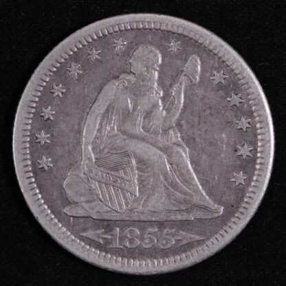 United States USA 1855S Arrows Seated Liberty Quarter 25 Cents - Scarce Key Date