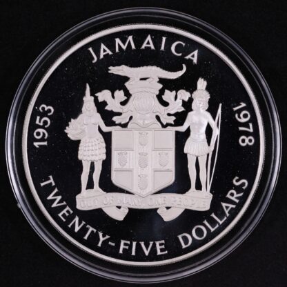 Jamaica 1978 $25 25th Anniversary of the Coronation KM# 76 Silver Proof Coin - Image 2