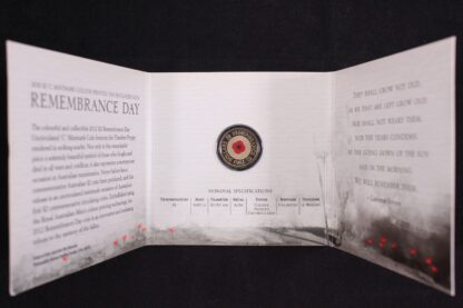 Australian 2012 $2 'C' Mintmark Red Poppy Remembrance Day Uncirculated Coin - Image 4