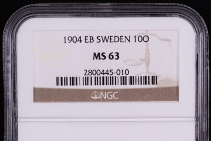 NGC Graded MS63 - Sweden 1904 EB 10 Ore KM #755 Uncirculated World Silver Coin - Image 3