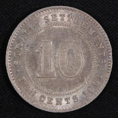 Straits Settlements 1901 Ten Cents 10C KM# 11 Victoria World Silver Coin