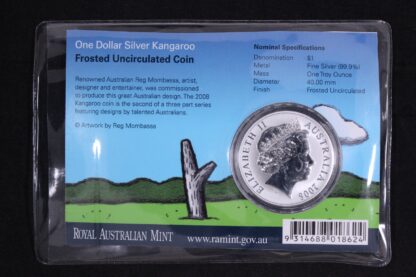 Australia 2008 $1 Silver Kangaroo 1oz Frosted Uncirculated Coin - Rare - Image 2