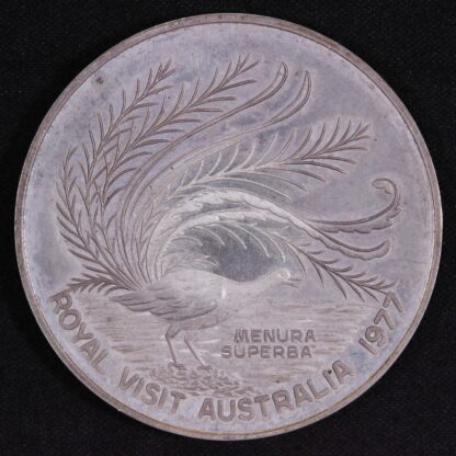 Australia 1977 QEII Silver Jubilee/Royal Visit Menura Superba Silver Medal - Image 2