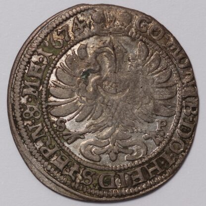 German States Wurttemberg-Oels 1674 6 Kreuzer Sylvius Friedrich KM#9 Silver Coin - Image 3
