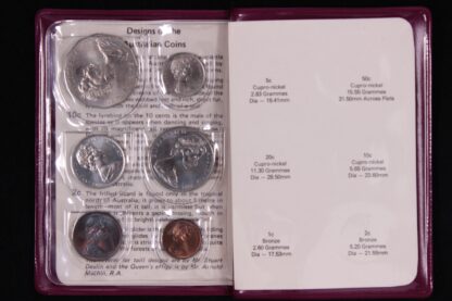 Australia 1977 Uncirculated Mint Coin Set Silver Jubilee - Purple Wallet - Image 2