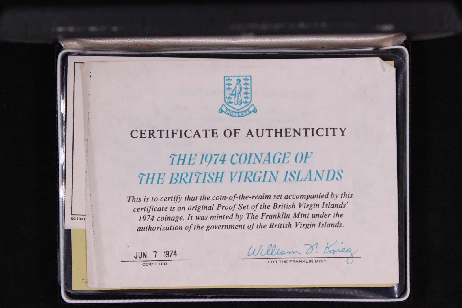 British Virgin Islands 1974 6-Coin Proof Set - Franklin Mint - Image 3