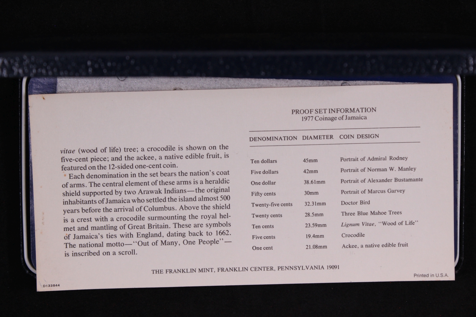 Jamaica 1977 9-Coin Proof Set - Franklin Mint - Image 6