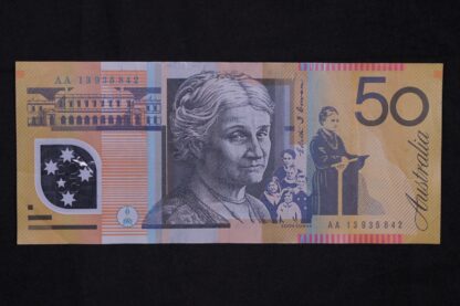 Australia 2013 Fifty Dollars $50 Banknote First Prefix AA13 Circulated