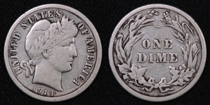 United States USA 1914 Barber Dime 10C World Silver Coin