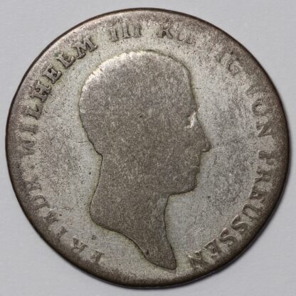 German States Prussia 1816-A 1/6 Reichsthaler KM# 385 World Silver Coin - Image 2