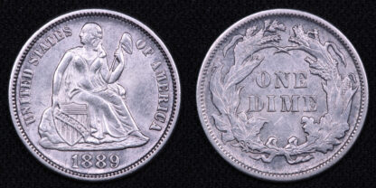 United States USA 1889 Seated Liberty Dime 10C World Silver Coin