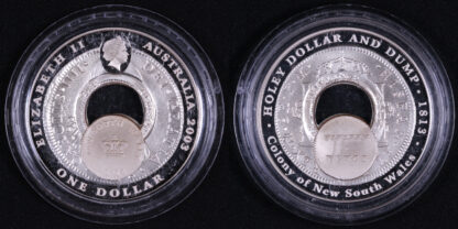 Australia 2003 Holey Dollar and Dump $1 Fine Silver Proof Coin - Image 2