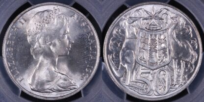 PCGS Graded MS65 - Australia 1966 Round Fifty Cent 50C Uncirculated Silver Coin