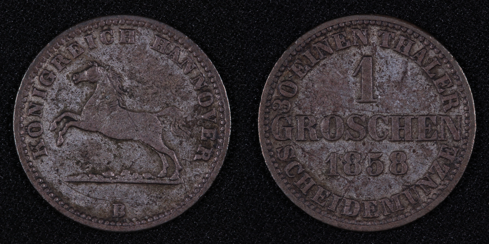 German States Hannover 1858-B 1 Groschen KM# 236 Georg V World Silver ...