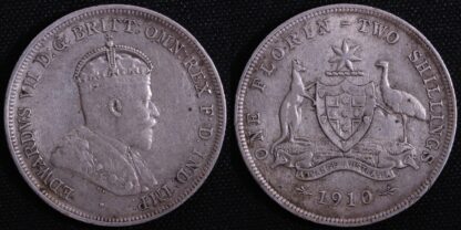 Australia 1910 Florin Edward VII One-Year Type Silver Coin