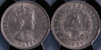 British West Africa 1957H Threepence 3D