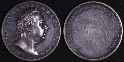 Horticultural Society London 1853 Sir Joseph Banks 38mm Silver Medal by W.Wyon