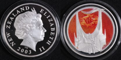 New Zealand 2003 Lord of the Rings Eye of Sauron $1 Coloured Silver Proof Coin - Image 2