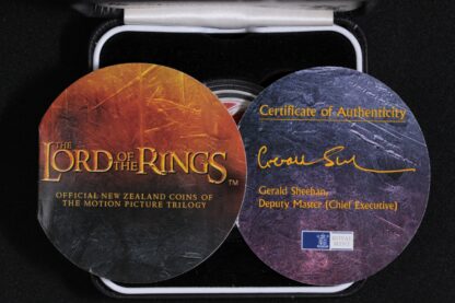 New Zealand 2003 Lord of the Rings Eye of Sauron $1 Coloured Silver Proof Coin - Image 3