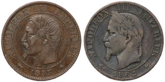 1853-BB 1862-BB 5 Centimes