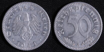 Germany Third Reich 1941-A 50 Reichspfennig KM#96 Berlin Mint Aluminium Coin