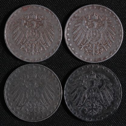 Lot of 4 Germany Empire 1916A 1916E 1916J 1917A 10 Pfennig WWI Issue Iron Coins - Image 2