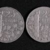 Lot of 2 France 1904 & 1905 25 Centimes KM#856 Nickel Coins