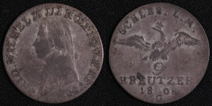 German States Silesia 1808-G 9 Kreuzer KM#1068 Friedrich Wilhelm III Silver Coin