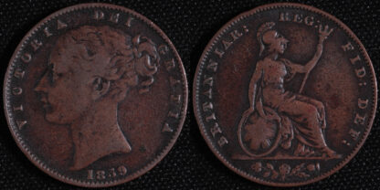 Great Britain 1859 Farthing Victoria Sp#3950 Bronze Coin Semi-Key Date