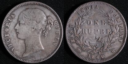 India - British 1840(c) Rupee Victoria KM#458.2 Silver Coin