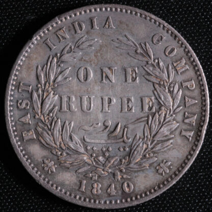 India - British 1840(c) Rupee Victoria KM#458.2 Silver Coin - Image 3