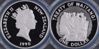 New Zealand 1990 Waitangi Silver Dollar Proof