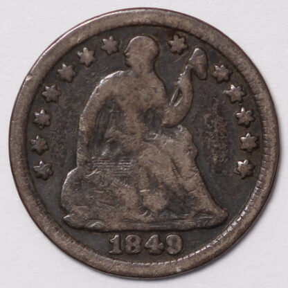 United States USA 1849 Liberty Seated Half Dime H10C Silver Coin - Better Date - Image 2