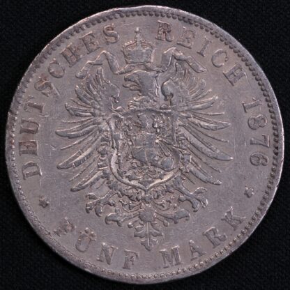 German States Hamburg 1876-J 5 Mark KM#598 World Silver Coin - Image 3