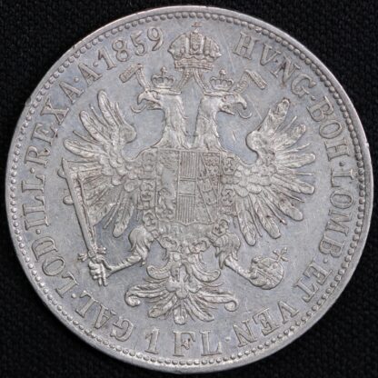 Austria 1859-B One Florin Franz Joseph I Kremnitz Mint KM#2219 World Silver Coin - Image 3