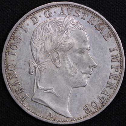 Austria 1860-A One Florin Franz Joseph I Vienna Mint KM# 2219 World Silver Coin - Image 2