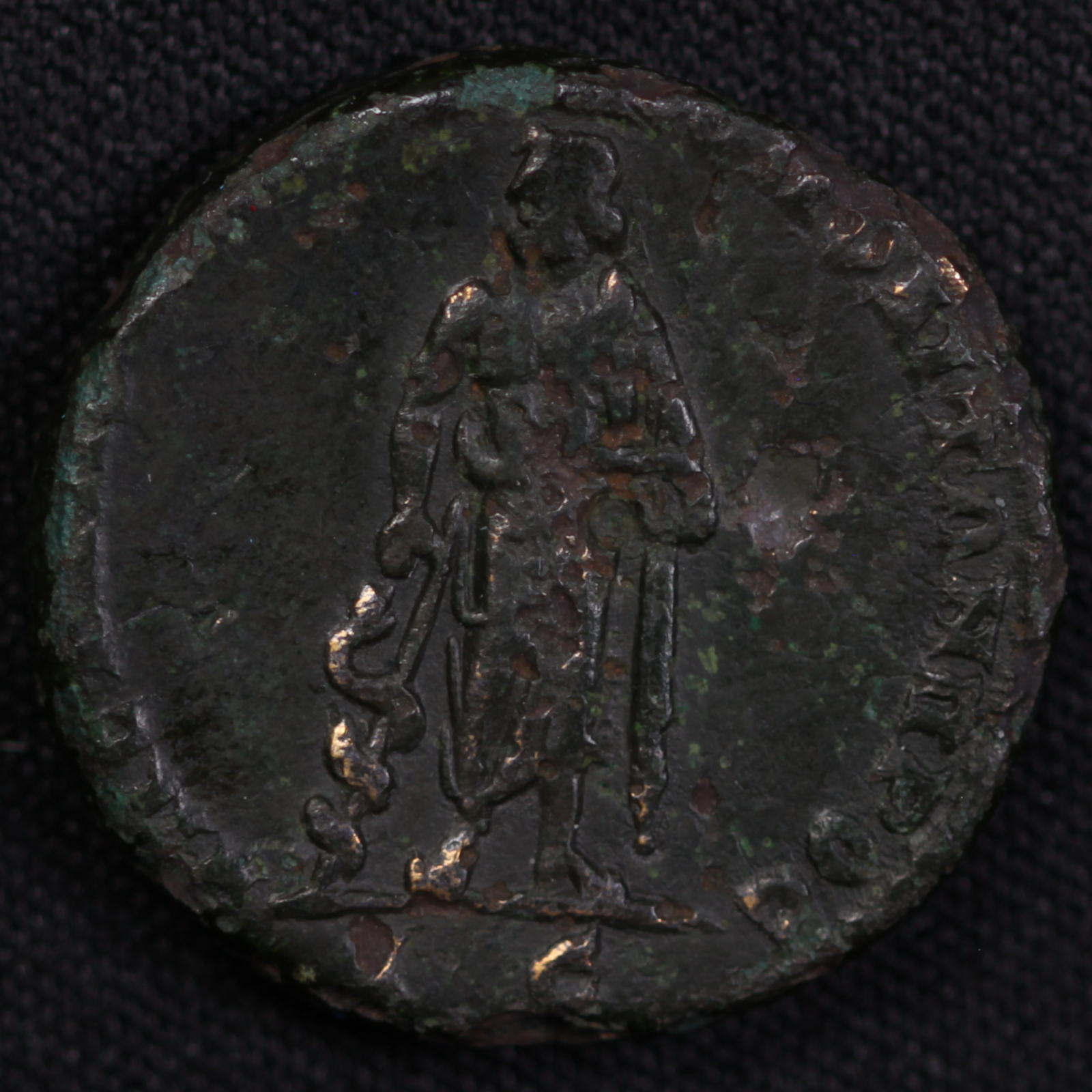 Ancient Roman Provincial Coin Macrinus Nicopolis AD 217-218 Æ Asklepios - Rare - Image 3