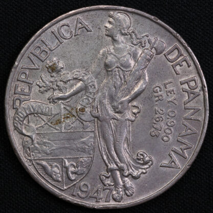 Panama 1947 1 Balboa Vasco Nunez de Balboa KM# 13 World Silver Coin - Image 2