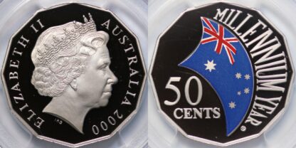 PCGS Graded PR69DC Australia 2000 Fifty Cents 50C Millennium Coloured Proof Coin