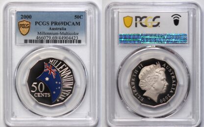 PCGS Graded PR69DC Australia 2000 Fifty Cents 50C Millennium Coloured Proof Coin - Image 2