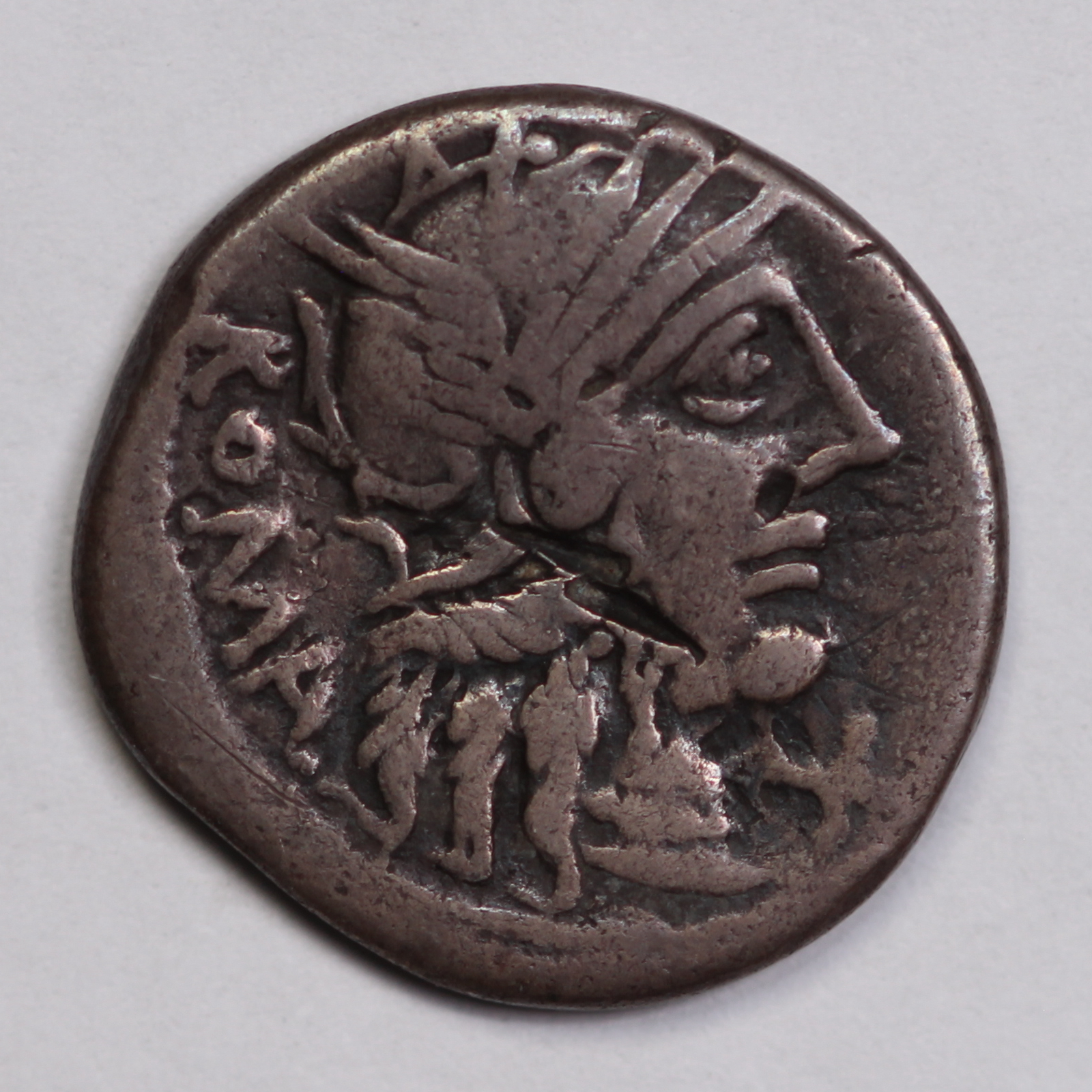 Ancient Roman Republic Silver Coin M. Fannius C.f. 123 BC Denarius ROMA/Quadriga - Image 2