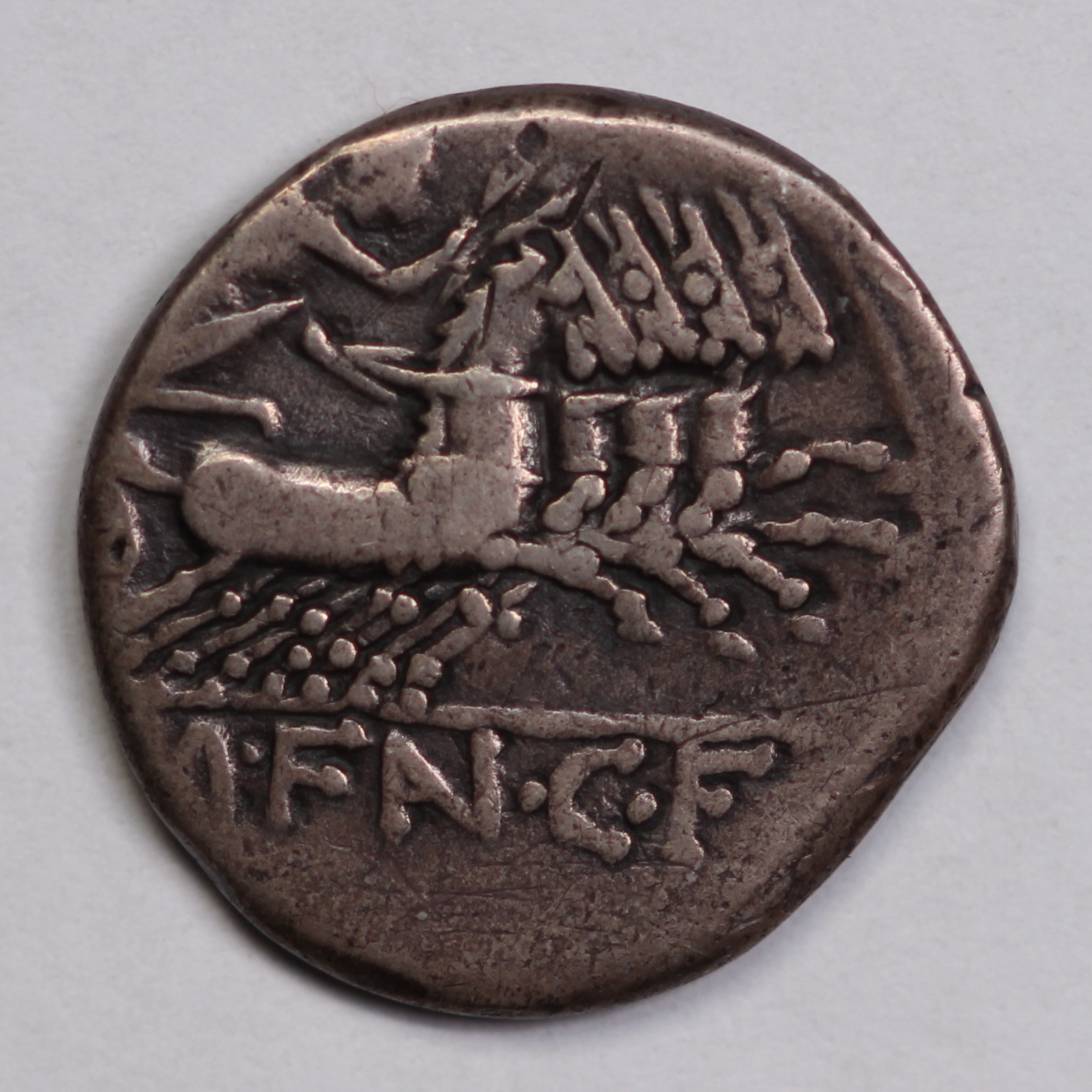 Ancient Roman Republic Silver Coin M. Fannius C.f. 123 BC Denarius ROMA/Quadriga - Image 3