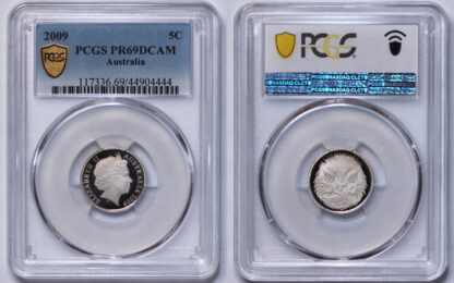 PCGS Graded PR69DCAM - Australia 2009 Five Cents 5C Proof Deep Cameo Coin - Image 2