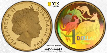 PCGS Graded PR68DC Australia 2004 One Dollar $1 Holographic Kangaroos Proof Coin - Image 3
