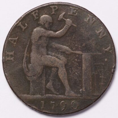 Great Britain 1790 John Wilkinson Iron Master / Vulcan Halfpenny Copper Token - Image 3