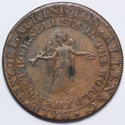 Great Britain 1795 Middlesex Lackington's Booksellers Halfpenny Copper Token - Image 3